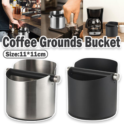 Stainless Steel Coffee Grounds Knock Box Round Tap Bucket for Household Espresso