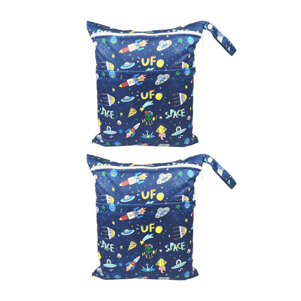 2PCS Cartoon Printed Diaper Bag Double Zipper Washable Storage Organizer