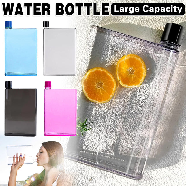 Flat Water Bottle Portable Plastic Memo Cup Slim Drink Bottle 350ml 420ml 750ml