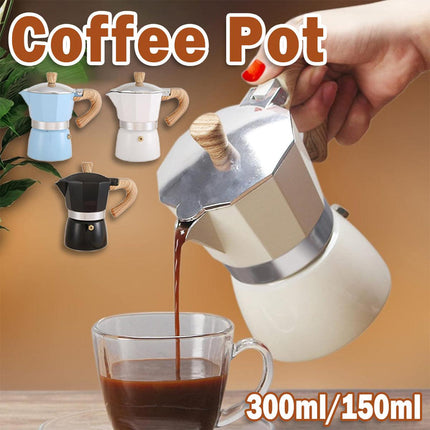 Portable Coffee Maker Wood Grain Handle Outdoor Manual Espresso Machine Camping