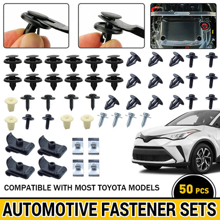 50PCS Car Fastener Set for Auto Body Trim Bumper Fender Replacement Repair