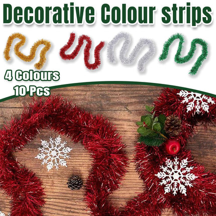 Striped Christmas Decorations 10pcs Festive Holiday Ornament Set Xmas Decor