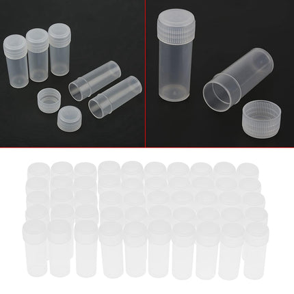 200PCS 5ml Plastic Sample Bottles Transparent with Lids Durable for Pills Seeds