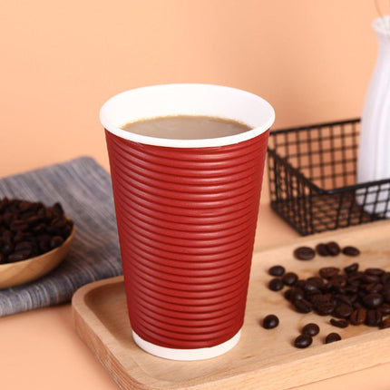 50sets Corrugated Paper Cups Coffee Milk Tea Cups Disposable Hot Drink Cups