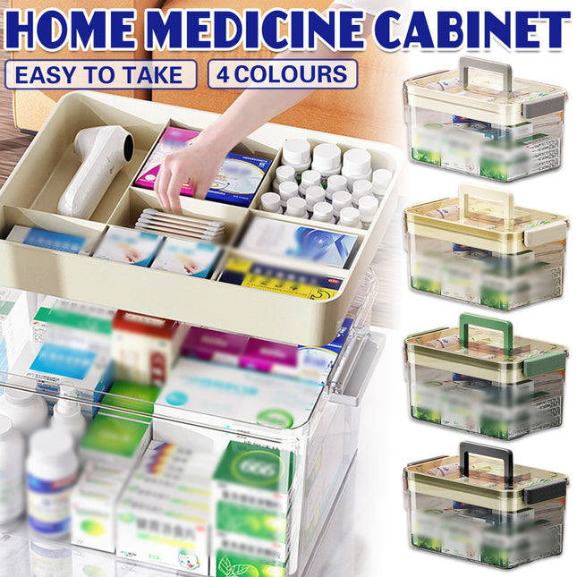 Large Capacity Medicine Storage Box First Aid Organiser Multi Layers Transparent