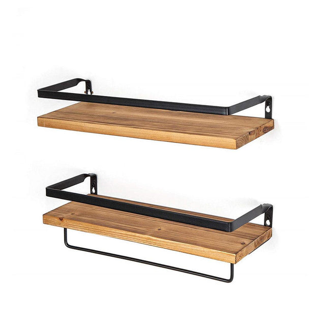 2pcs Floating Wall Shelf Iron Storage Rack Mounted Home Office Decor Organizer