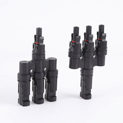 Solar Connector Set 1Pair T Type Four Way Photovoltaic Adapter for Panel System