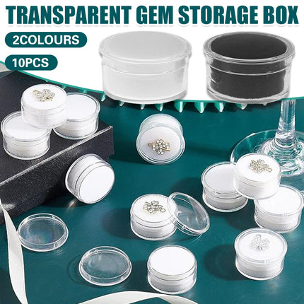 Rotary Cover Transparent Bare Stone Box Jewel Ring Face Diamond Storage Case