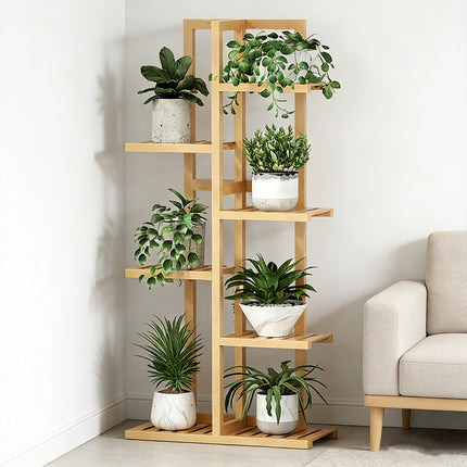 5/6 Tier Bamboo Minimalist Flower Plant Stand Home Balcony Garden Floor Rack