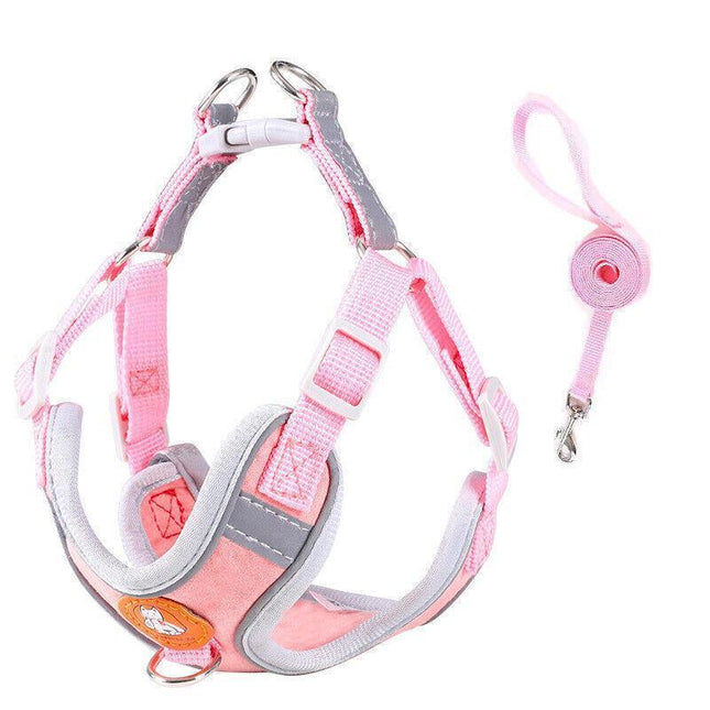 Dog Harness Cat Lead Puppy Leash VEST Mesh Breathe Adjustable Braces Small Pet Pink - Aimall