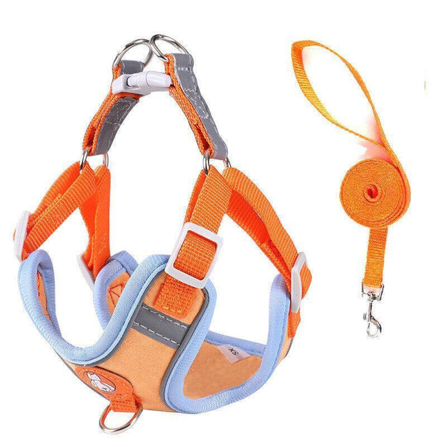 Dog Harness Cat Lead Puppy Leash VEST Mesh Breathe Adjustable Braces Small Pet Orange - Aimall