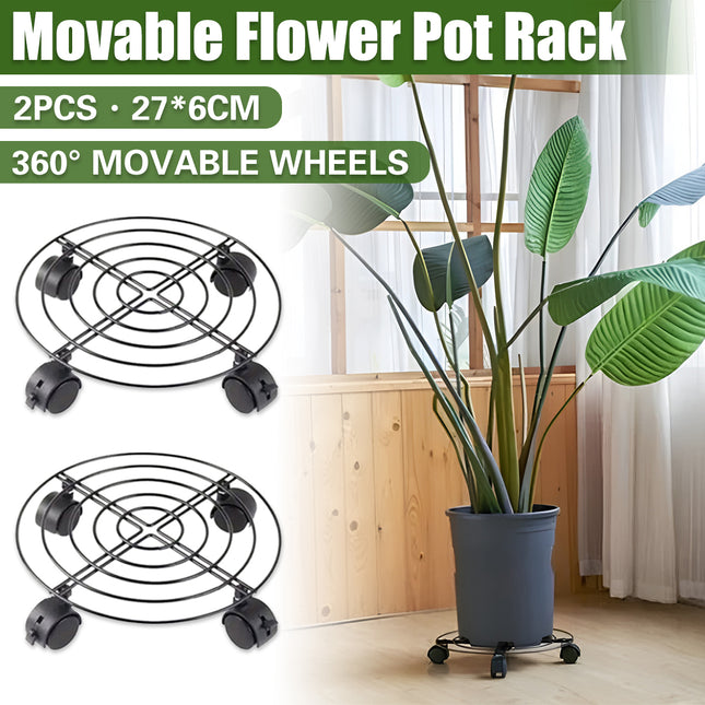 2PCS Mobile Plant Stand with Brake Wheels Adjustable for Potted Plants Easy Move