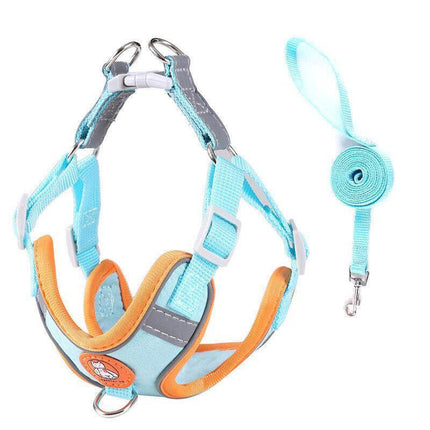 Dog Harness Cat Lead Puppy Leash VEST Mesh Breathe Adjustable Braces Small Pet Blue - Aimall