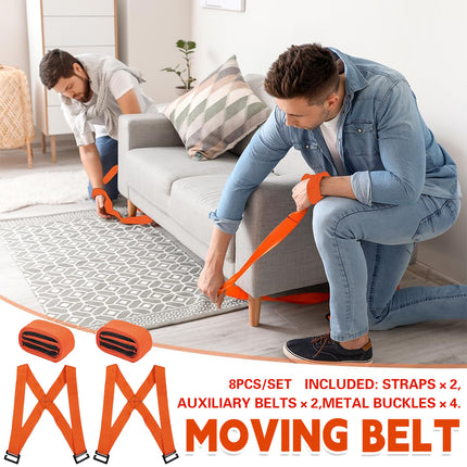 8 Pieces Household Portable Moving Straps Adjustable For Carrying Furniture