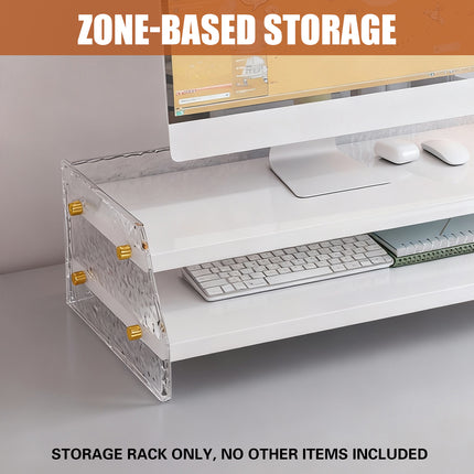 Double Layer Acrylic Desktop Organiser Stable Clear for Desk Monitor Riser Use
