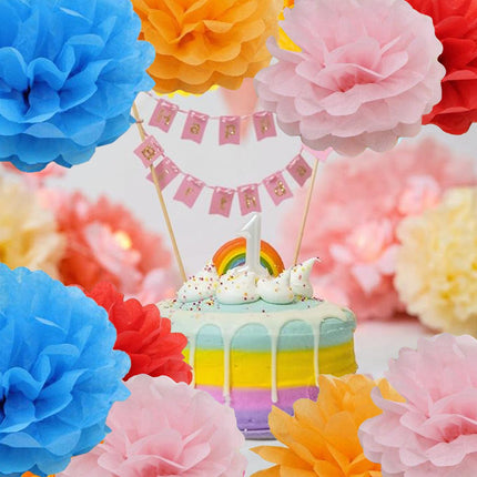 Decorative Paper Flower Balls 10pcs Party Hanging Pom Pom Wedding Event Decor