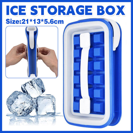 Silicone Ice Cube Tray Box Folding Square Ice Lattice Mold Container For Freezer