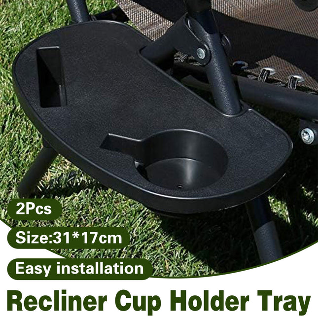 2pcs Clip On Side Table Tray Cup Holder For Sun Lounger Camping Chair Outdoor