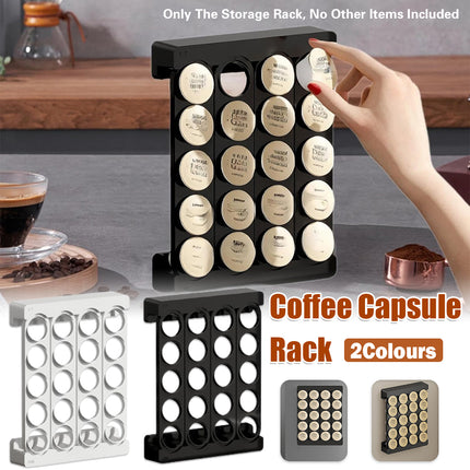 Wall Mounted Coffee Capsule Storage Rack SpaceSaving for Kitchen Cafe Countertop
