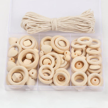414pcs DIY Beading Kit Round Wooden Beads Set Craft Jewelry Supplies Home Decor