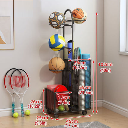 Home Sports Equipment Storage Rack for Mats Balls Sports Equipment Sturdy