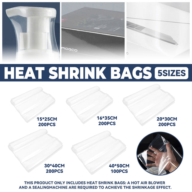100/200PCS POF Clear POF Heat Shrink Bags for Packaging Sealing Use