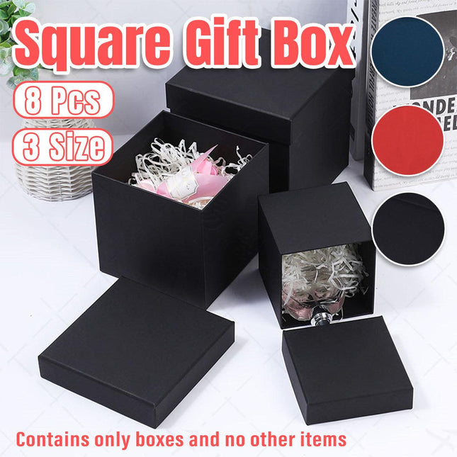 Square Gift Boxes 8pcs Empty Packaging Boxes for Favour Party Wedding Storage