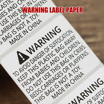 Suffocation Warning Labels Roll 3 Sizes Available Strong Water-Based Adhesive
