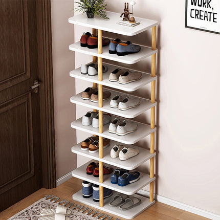 8 Tiers Shoe Rack Wood Vertical Space Saving Narrow Shoe Rack Storage 14 Pairs