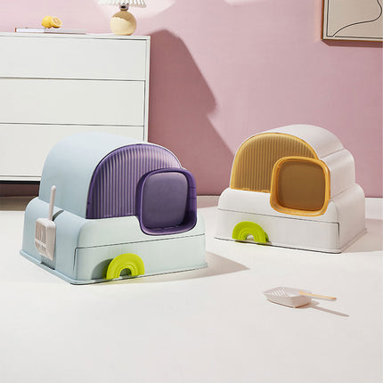 Fully Enclosed Cat Litter Box Cloud House Cat Toilet Odor Control Easy Cleaning
