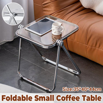 Foldable Transparent Small Coffee Table for Living Room Bedroom Space Saving