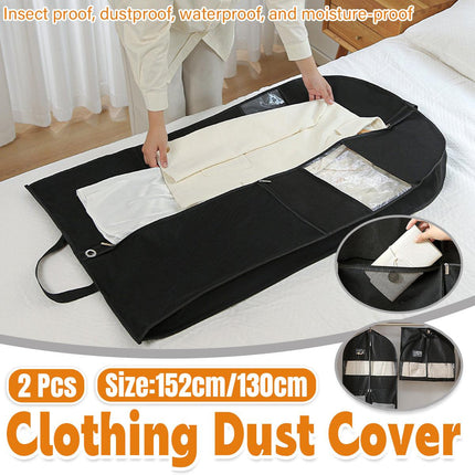 2pcs Hanging Closet Garment Dust Cover Storage Bag Clothes Protector Organizer