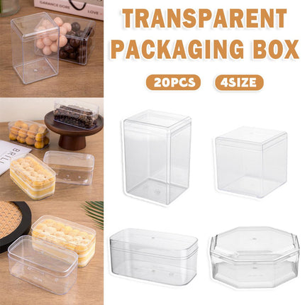 20pcs Transparent Biscuit Box Plastic Cake Box Pastry Dessert Storage Container