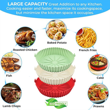 2PCS Silicone Air Fryer Baking Pan Round Household Tray Reusable Non Stick