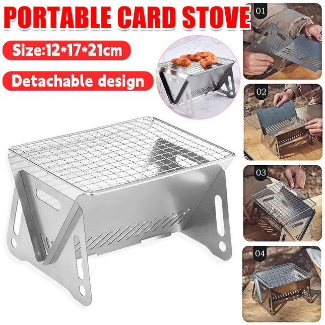 Camping Mini BBQ Grill Portable Charcoal Barbecue Grill Stainless Steel Camping