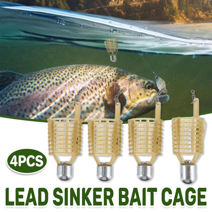 4PCS Fishing Bait Cage Nest Feeder Trap Durable Mesh Basket for Carp Fishing
