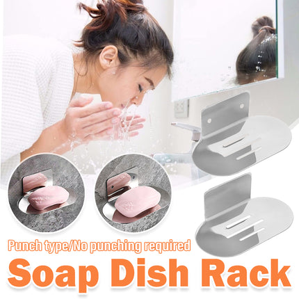 Stainless Steel Soap Dish Bathroom Soap Box Wall Mounted Rack Hanger for Shower