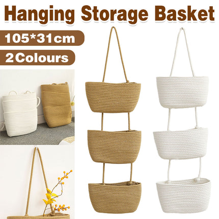 3 Layer Wall Mounted Storage Basket Hanging Organizer Rack for Household Items