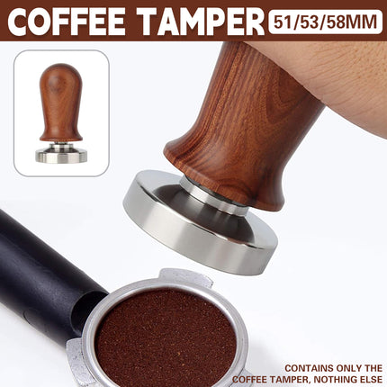 304 Stainless Steel Coffee Tamper Press Non-Slip Handle Even Tamping 51/53/58mm