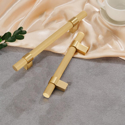5 Sizes Brass Solid Handles Knurled Vertical Pulls for Cabinet Drawer Wardrobe