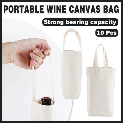 10pcs Portable Wine Bag Canvas Burlap Bottle Packing Holder for Gift Storage