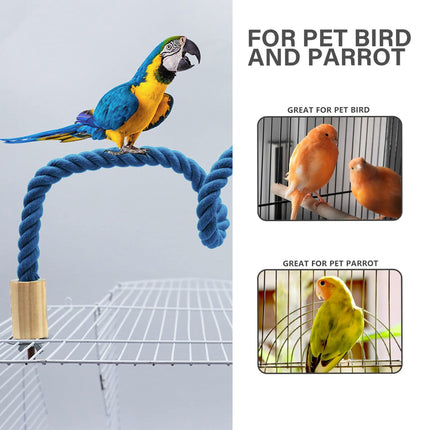 Bendable Cotton Rope Parrot Perch Bird Climbing Stand Toy Blue 3 Sizes