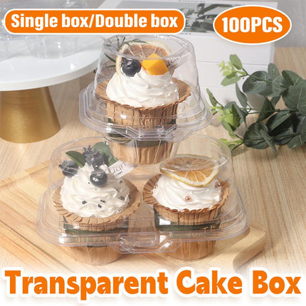 100PCS Transparent Cupcake Packaging Box Muffin Container Bakery