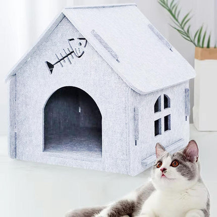 Cats Nest Scratch Resistant Semi Enclosed Felt Cat House Removable Comfortable