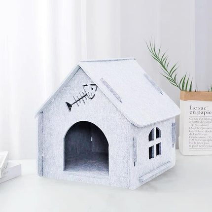 Cats Nest Scratch Resistant Semi Enclosed Felt Cat House Removable Comfortable