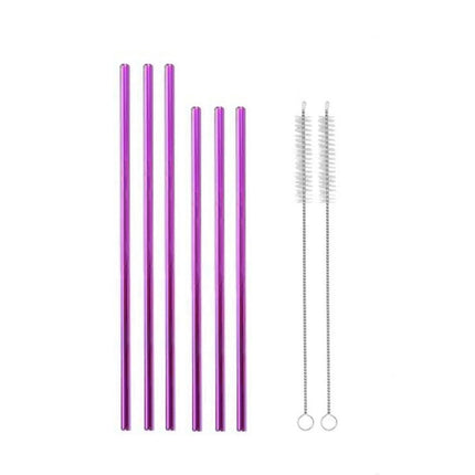 Reusable 304 Stainless Steel Straws Metal Drinking Washable Straw Brushes Set 2