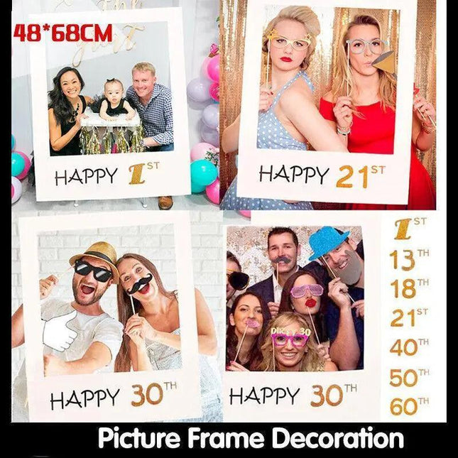 1th 18th-60th Photo Booth Props Picture Frame Wedding Birthday Party Decoration - Aimall