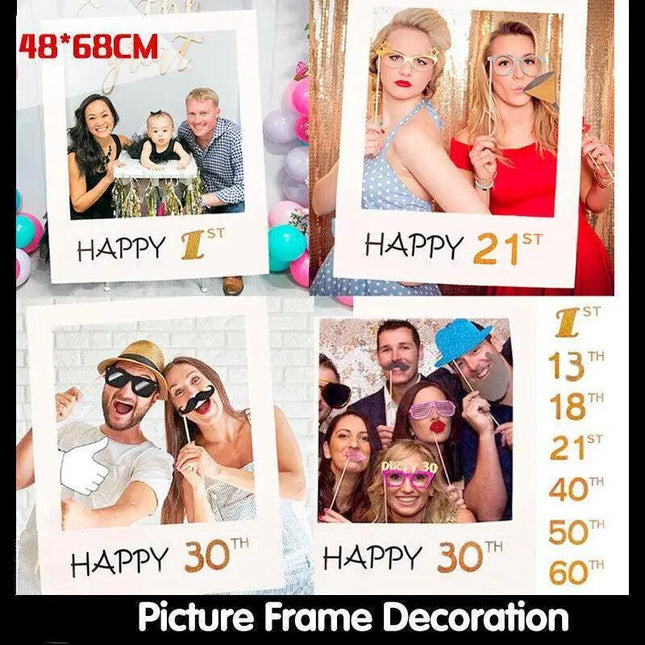 1Th 18Th-60Th Photo Booth Props Picture Frame Wedding Birthday Party Decoration - Aimall