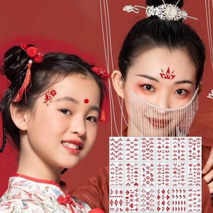 Chinese Forehead Stickers Waterproof Face Tattoo Eyebrow Makeup Decal Children - Aimall