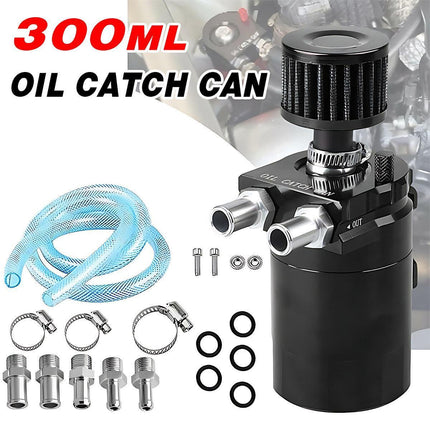 Oil Catch Breather Can Kit Universal Petrol Filter Baffled Diesel Reservoir Tank